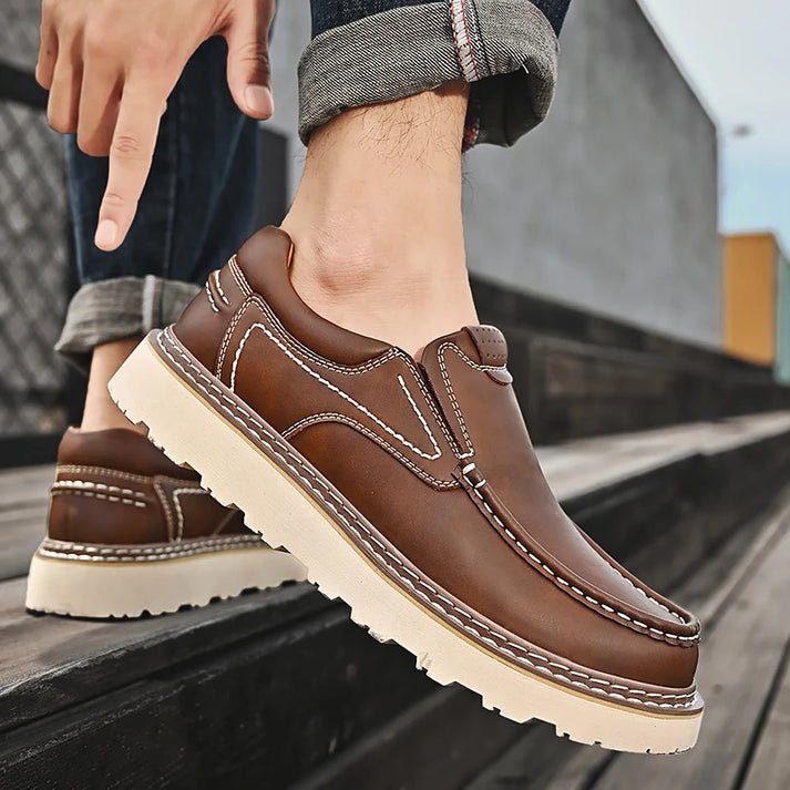 Elegant Leather Slip - on Shoes - Luxoria