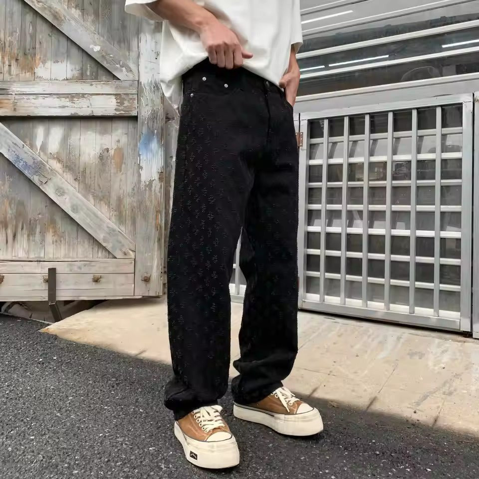Jacquard Denim Jeans - Luxoria