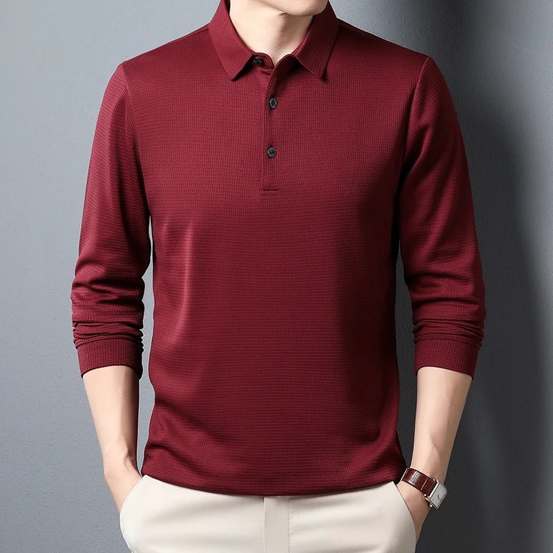 Elegant Long Sleeved Polo Shirt - Luxoria