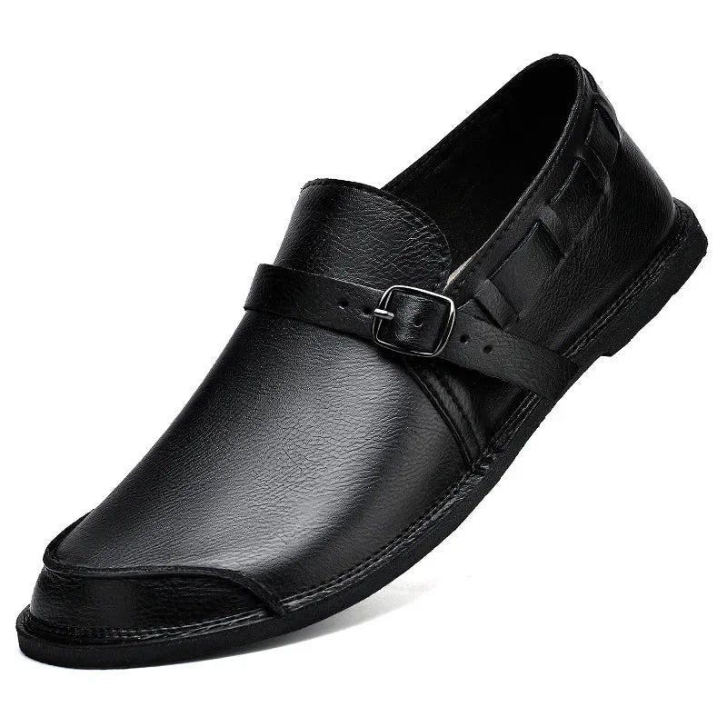 Buckled Leather Loafers - Luxoria