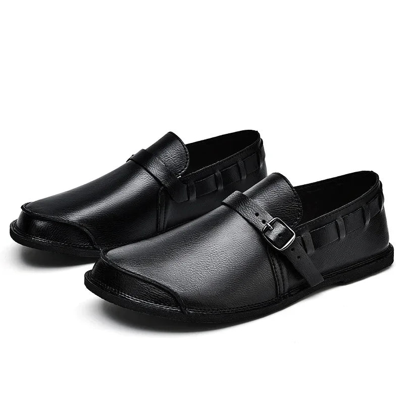 Buckled Leather Loafers - Luxoria