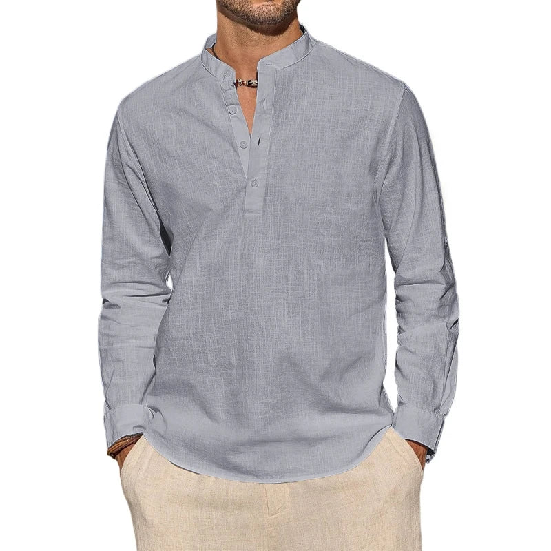 Elegant Cotton Henley Shirt - Luxoria