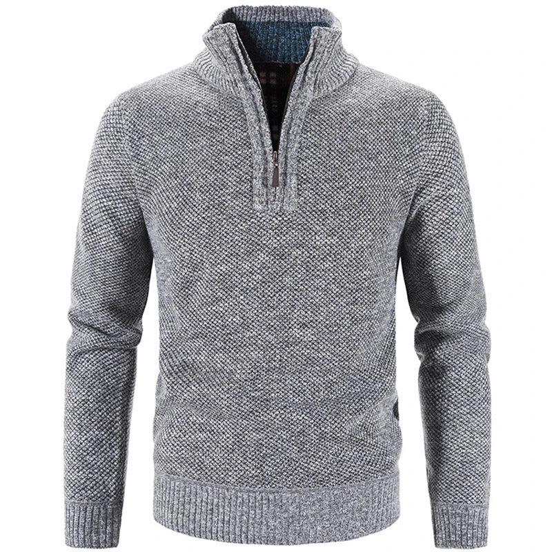 Elegant Thick Fleece Zip Sweater - Luxoria