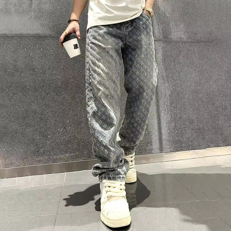 Jacquard Denim Jeans - Luxoria