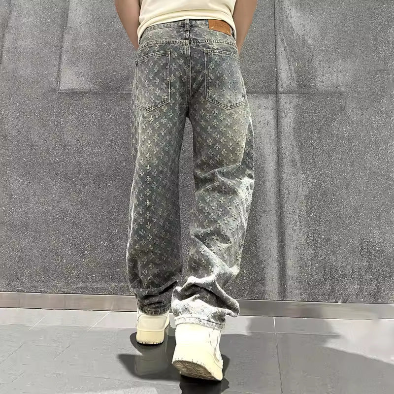 Jacquard Denim Jeans - Luxoria