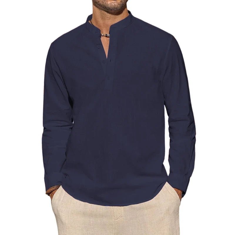 Elegant Cotton Henley Shirt - Luxoria