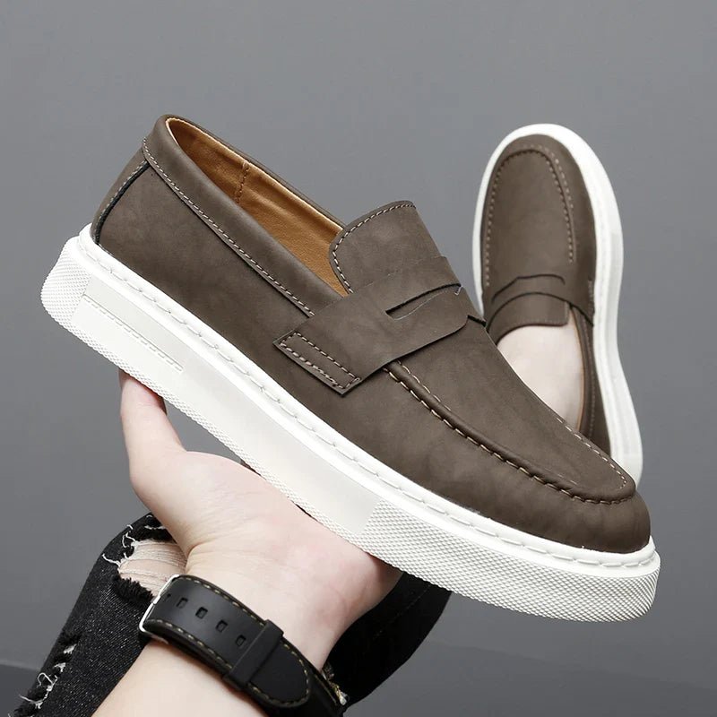 Chic Leather Slip - on Shoes - Luxoria