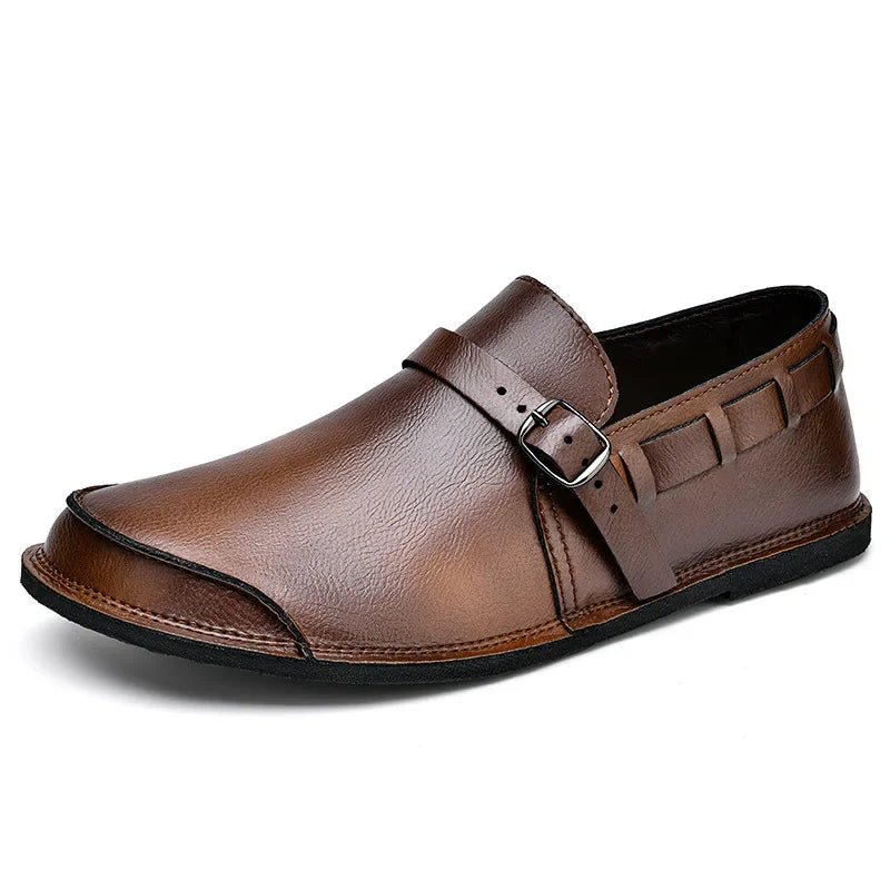 Buckled Leather Loafers - Luxoria