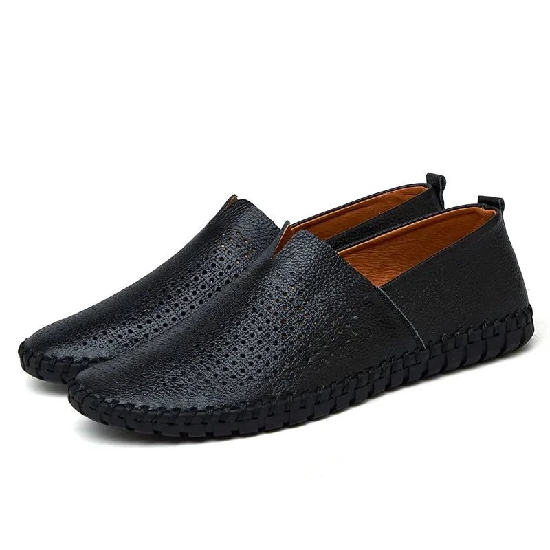 Breathable Leather Loafers - Luxoria