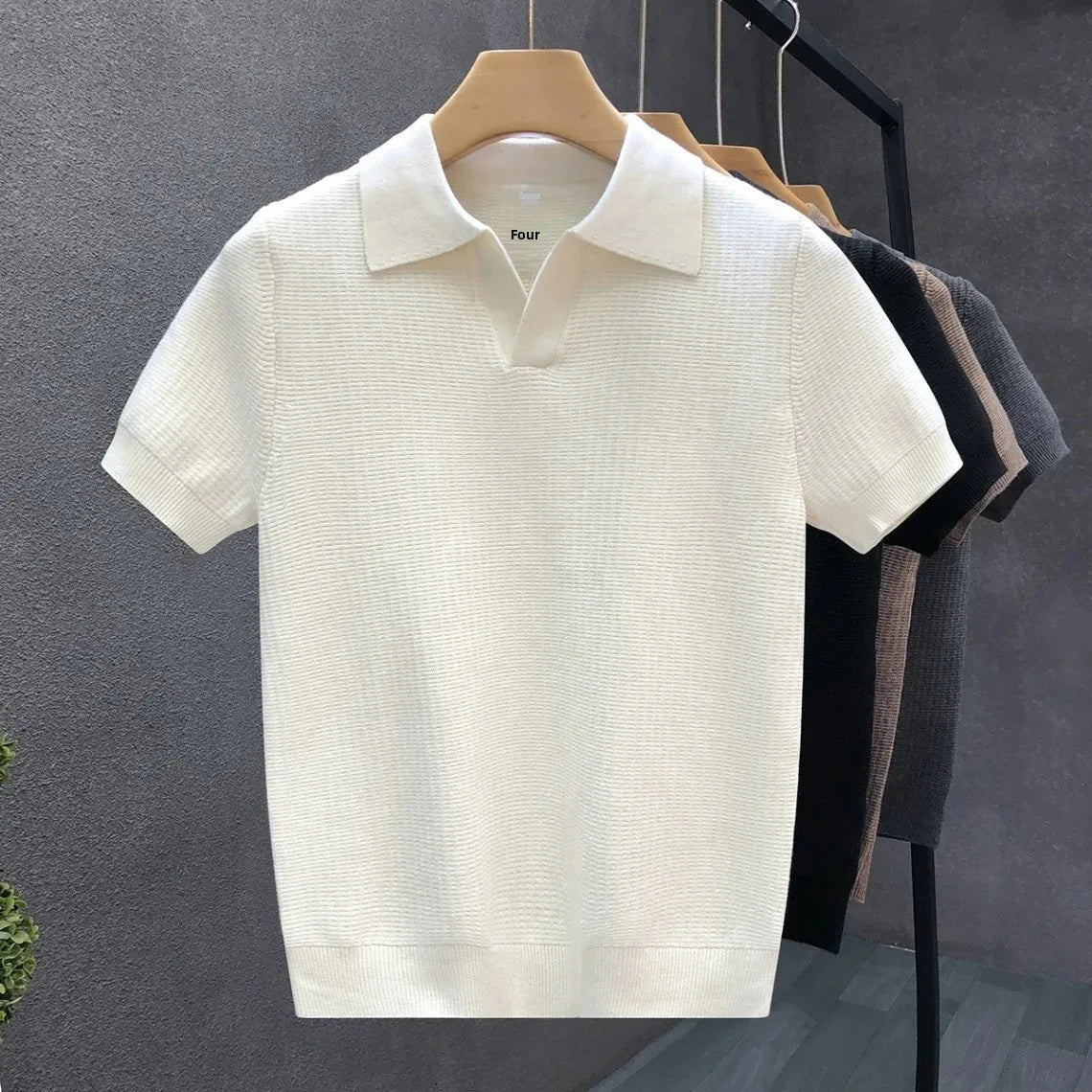 Breathable Knitted Polo Shirt - Luxoria