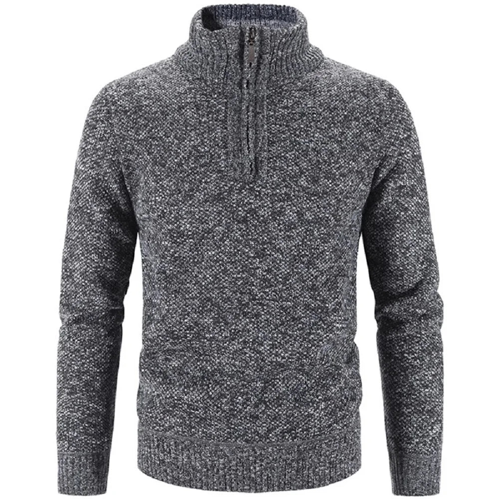 Elegant Thick Fleece Zip Sweater - Luxoria