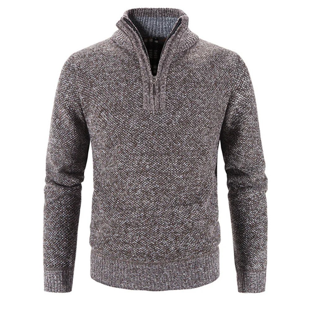 Elegant Thick Fleece Zip Sweater - Luxoria