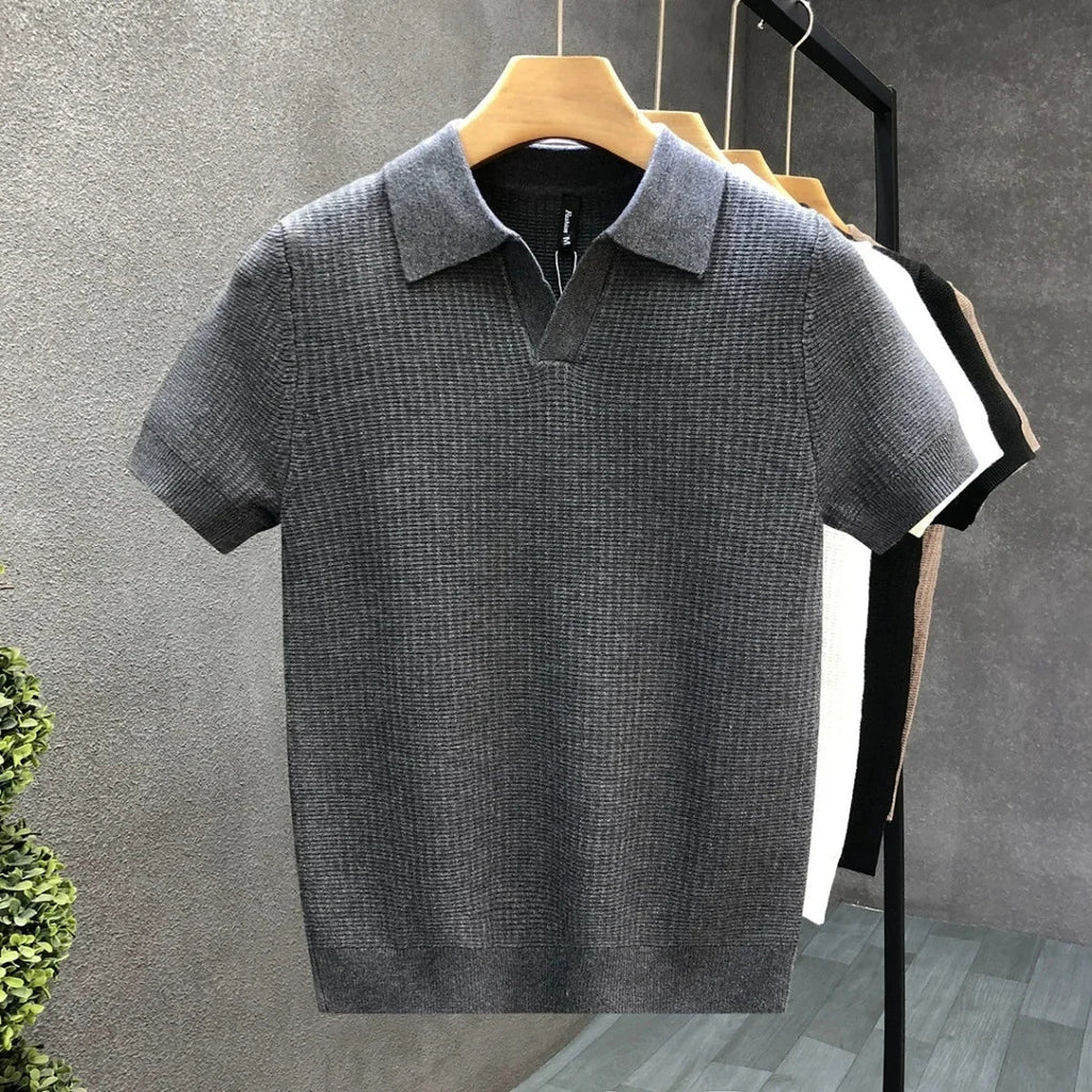 Breathable Knitted Polo Shirt - Luxoria