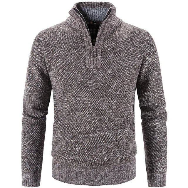 Elegant Thick Fleece Zip Sweater - Luxoria