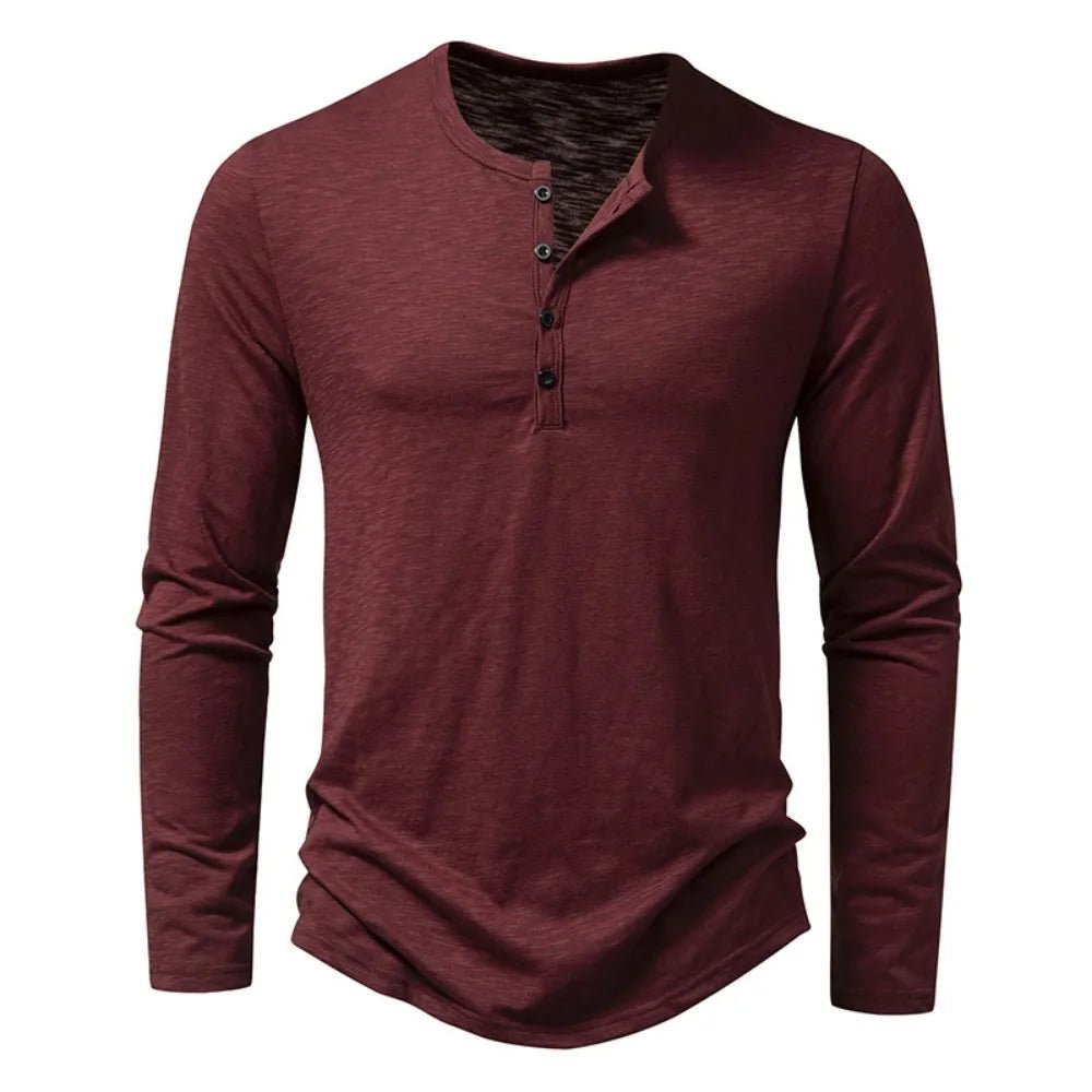 Long Sleeved Cotton Polo Shirt - Luxoria