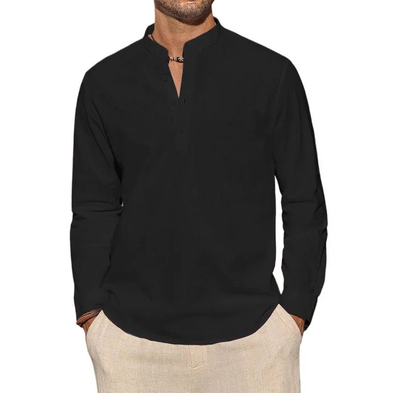 Elegant Cotton Henley Shirt - Luxoria