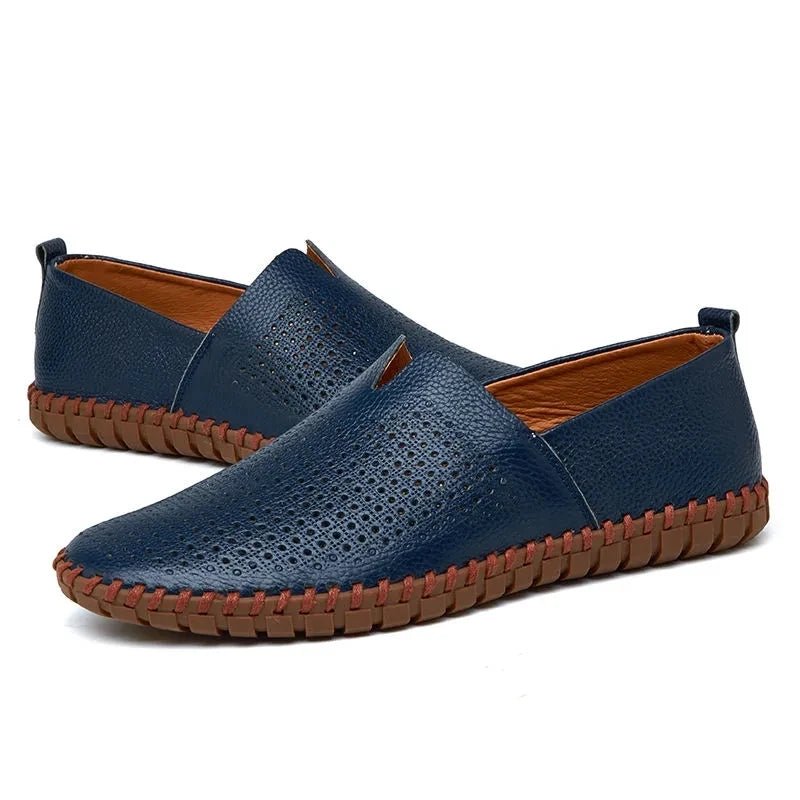 Elegant Breathable Leather Loafers - Luxoria