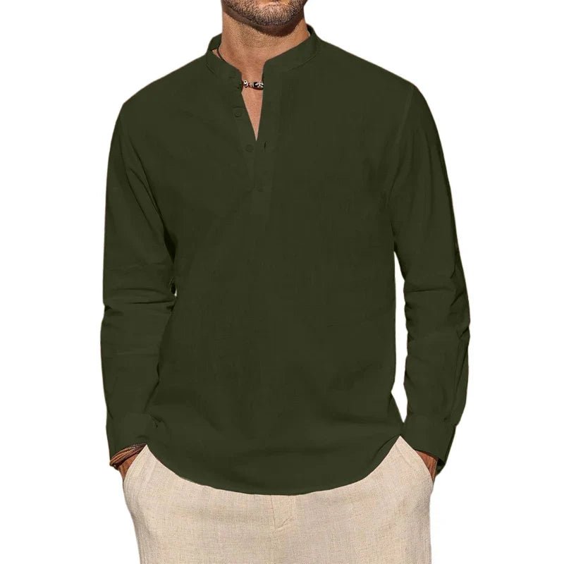 Elegant Cotton Henley Shirt - Luxoria