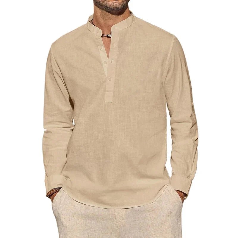 Elegant Cotton Henley Shirt - Luxoria