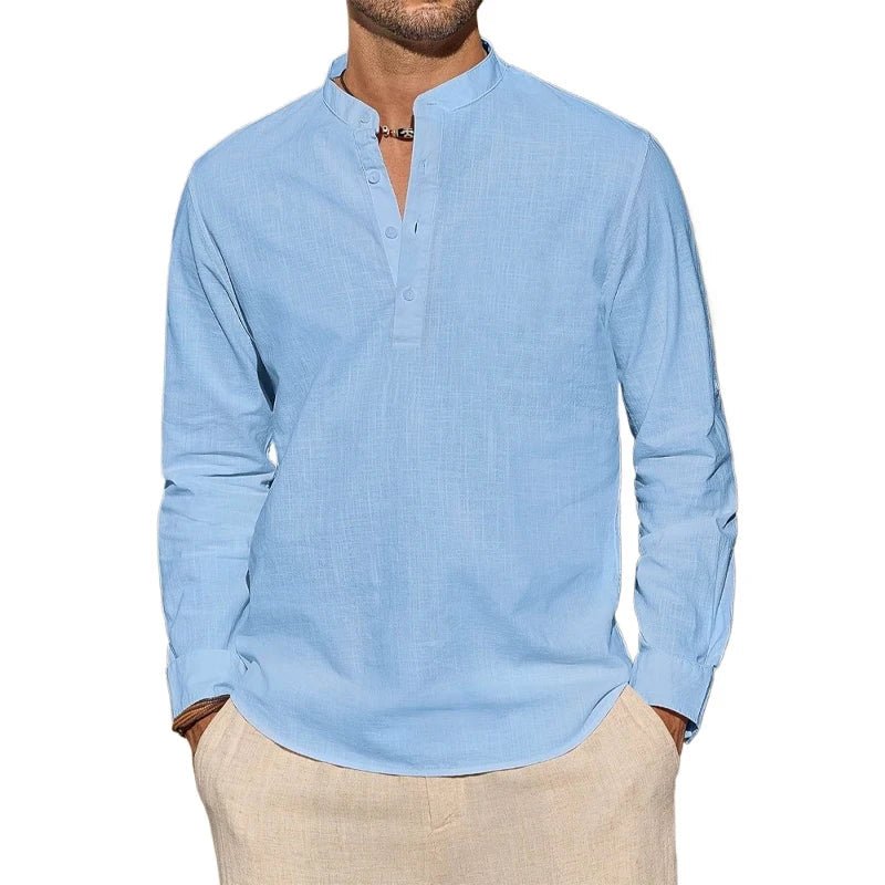 Elegant Cotton Henley Shirt - Luxoria