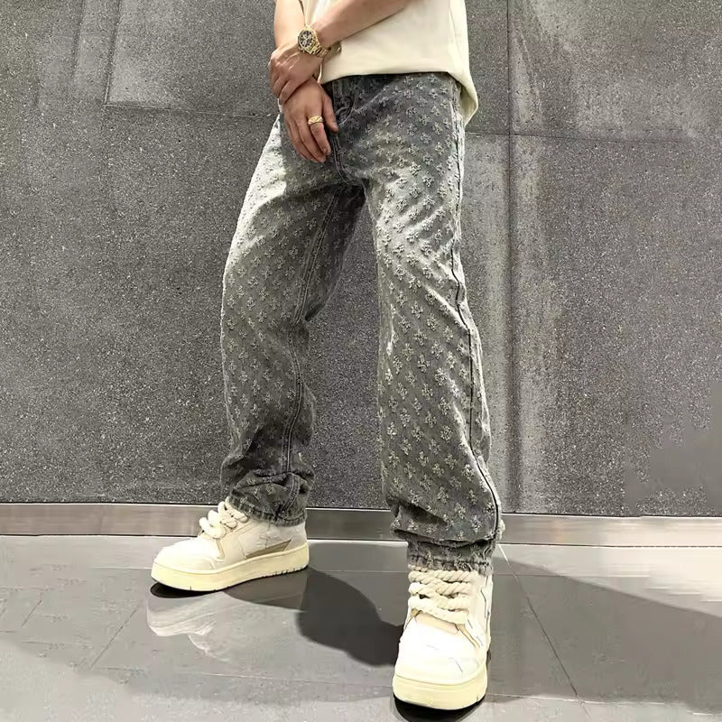 Jacquard Denim Jeans - Luxoria