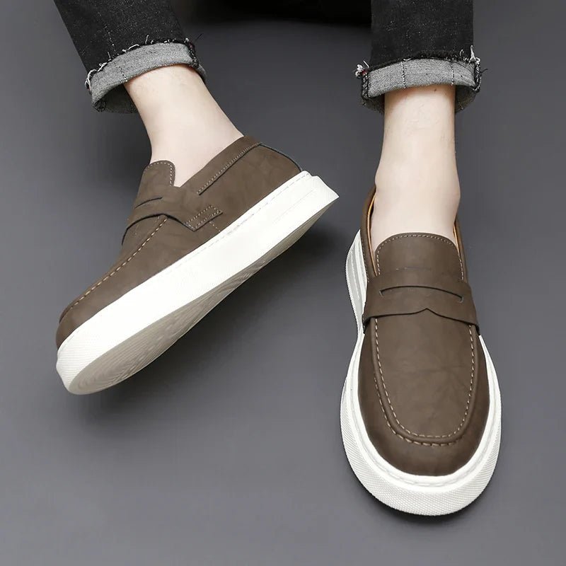 Chic Leather Slip - on Shoes - Luxoria