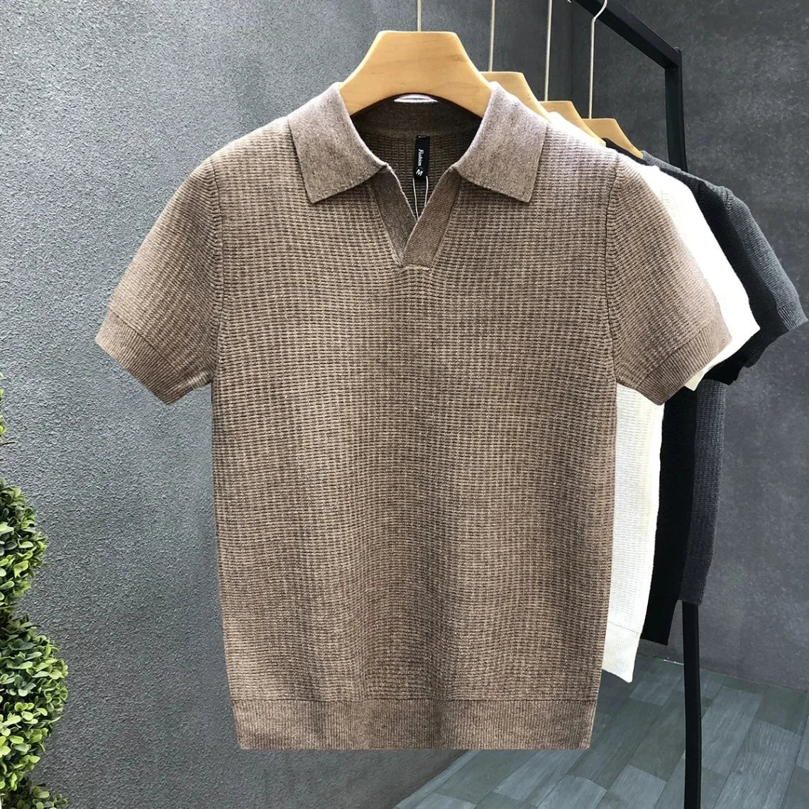 Breathable Knitted Polo Shirt - Luxoria