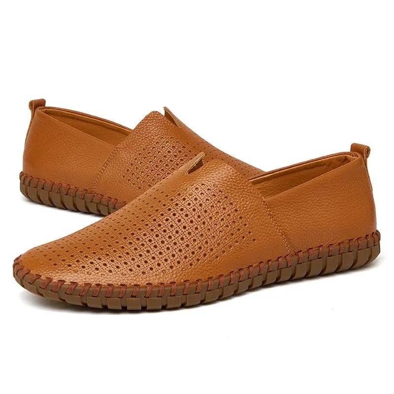 Elegant Breathable Leather Loafers - Luxoria