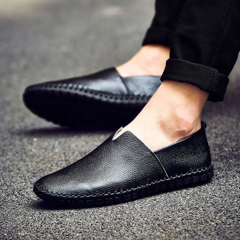 Breathable Leather Loafers - Luxoria