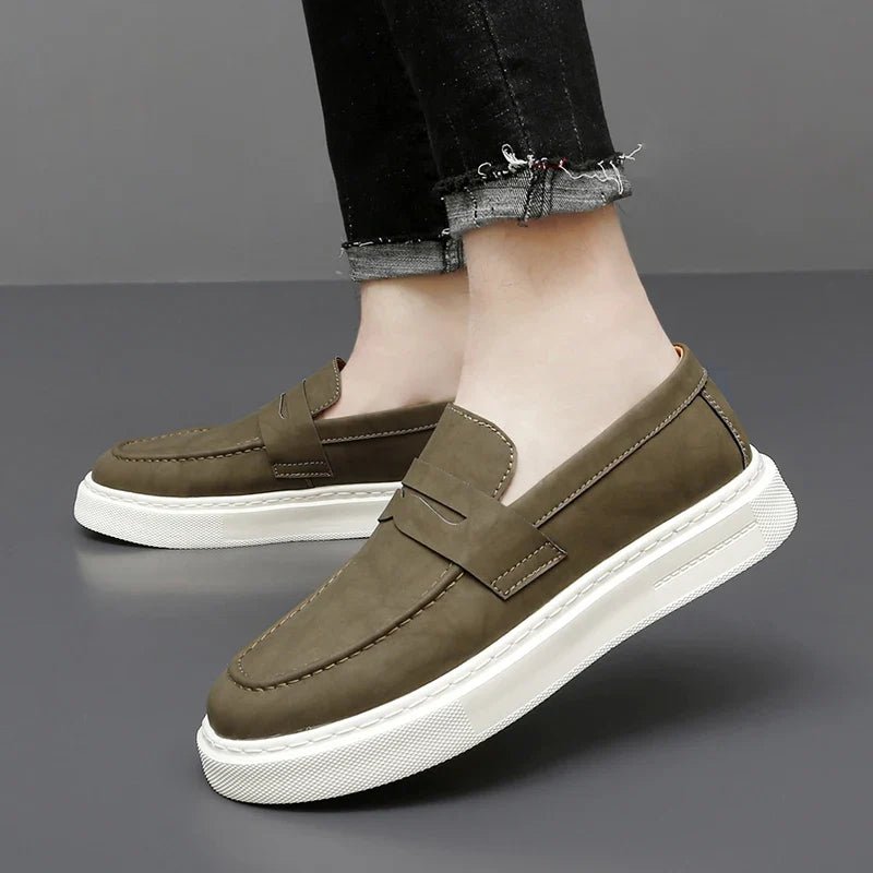 Chic Leather Slip - on Shoes - Luxoria