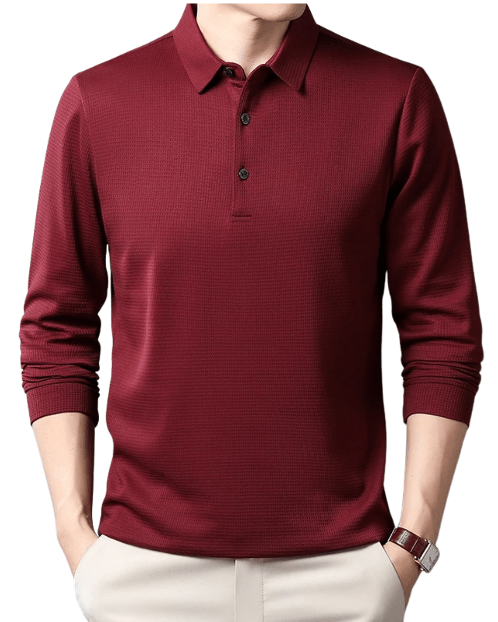 Elegant Long Sleeved Polo Shirt - Luxoria