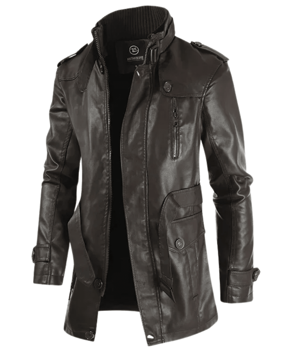 Elegant Long Leather Biker Jacket - Luxoria