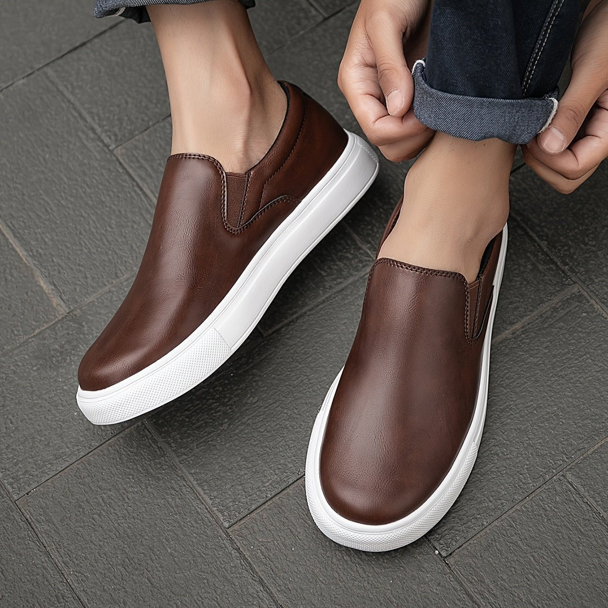 Casual Leather Slip - On Shoes - Luxoria