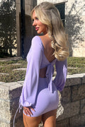 Atkinson Long Sleeve Mini Dress - Purple - Luxoria