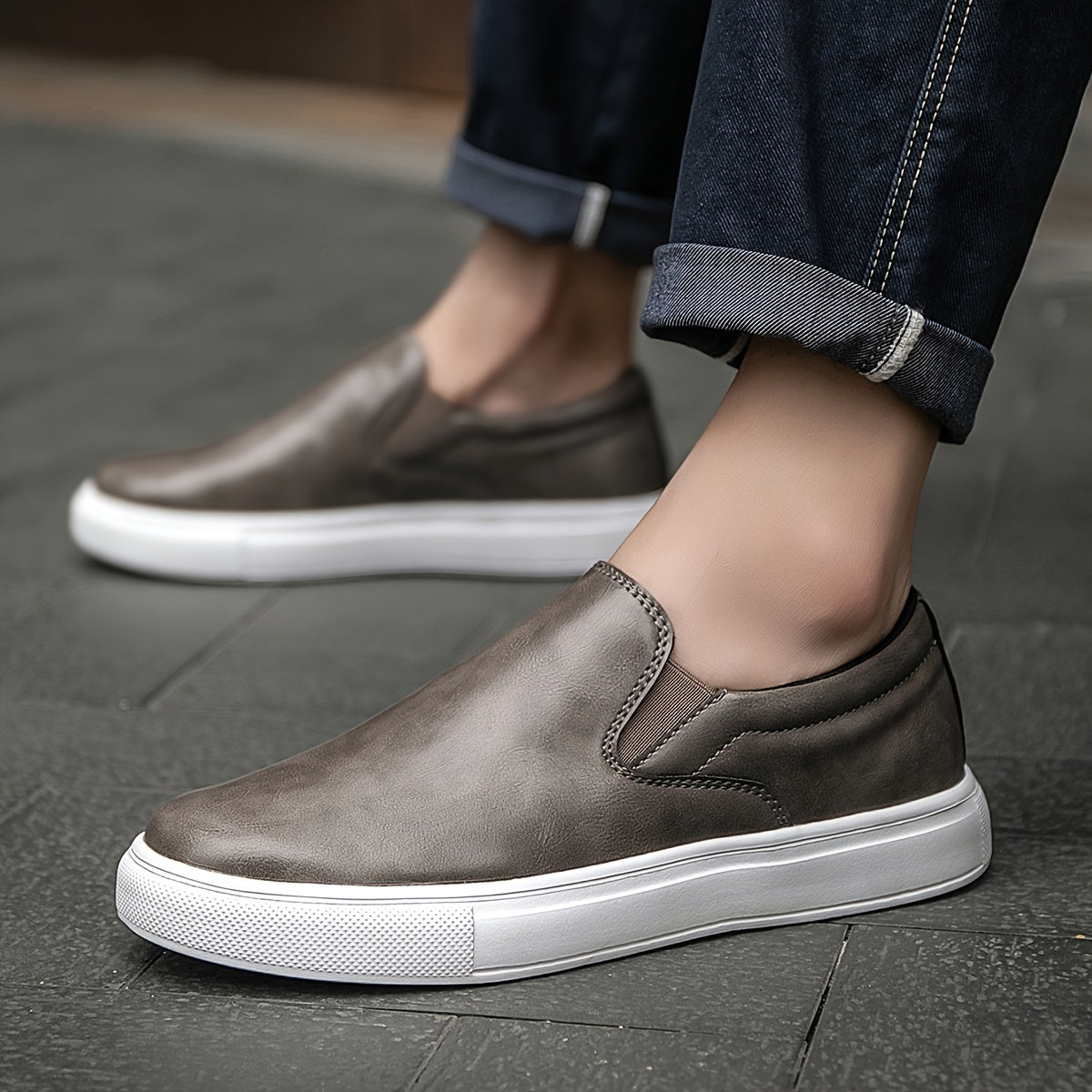 Casual Leather Slip - On Shoes - Luxoria