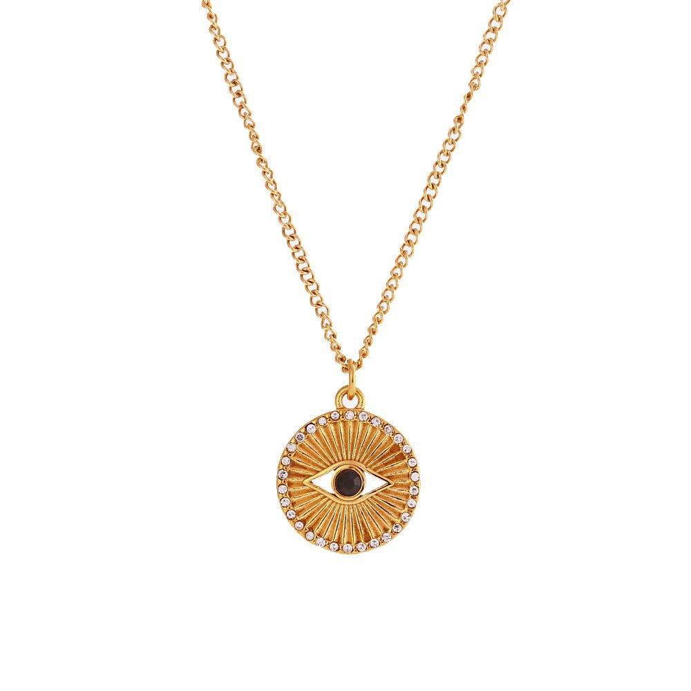 Black Eye Minimalist Necklace — 18K Gold Plated - Luxoria