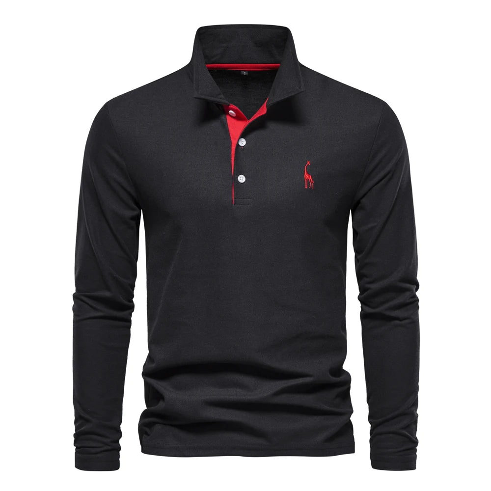Casual Long Sleeved Polo Shirt - Luxoria