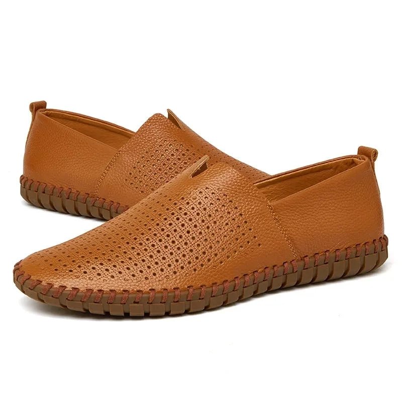 Breathable Leather Loafers - Luxoria