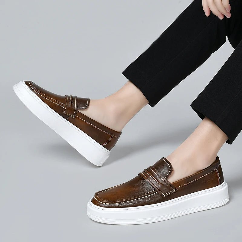 Slip - On Leather Boat Shoes - Luxoria