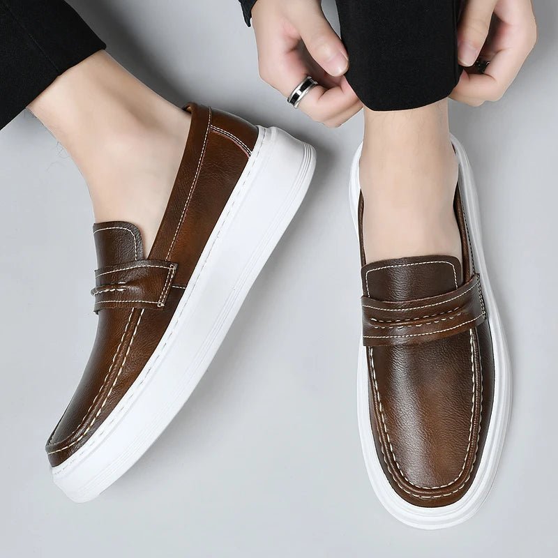 Slip - On Leather Boat Shoes - Luxoria