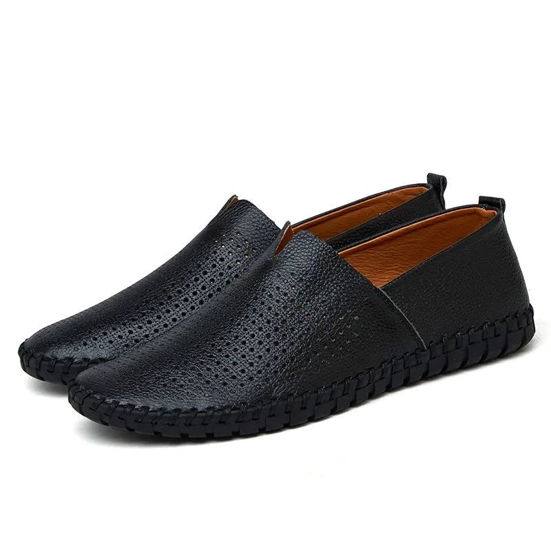 Breathable Leather Loafers - Luxoria