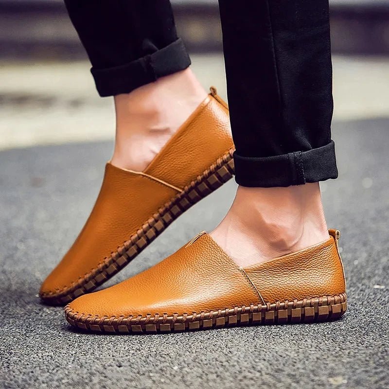 Breathable Leather Loafers - Luxoria