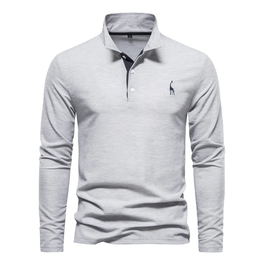 Casual Long Sleeved Polo Shirt - Luxoria