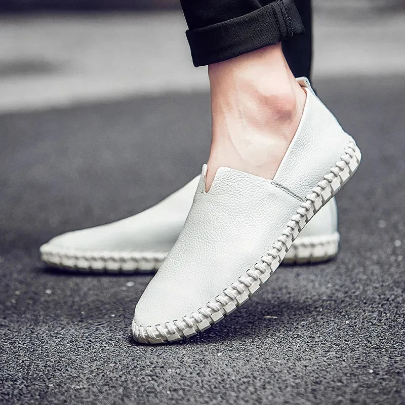 Breathable Leather Loafers - Luxoria