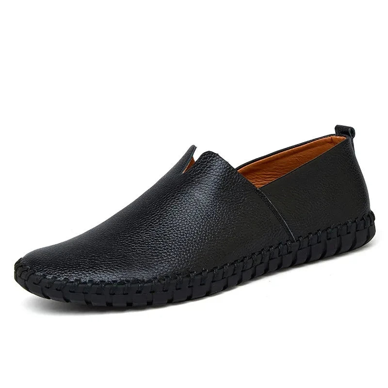 Breathable Leather Loafers - Luxoria