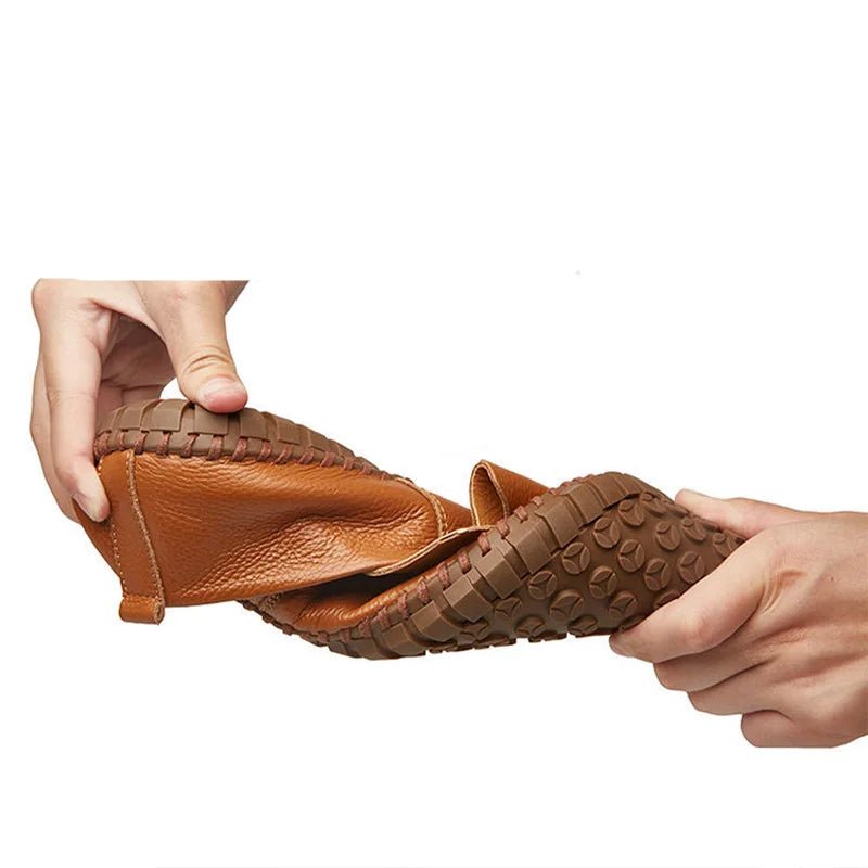 Breathable Leather Loafers - Luxoria