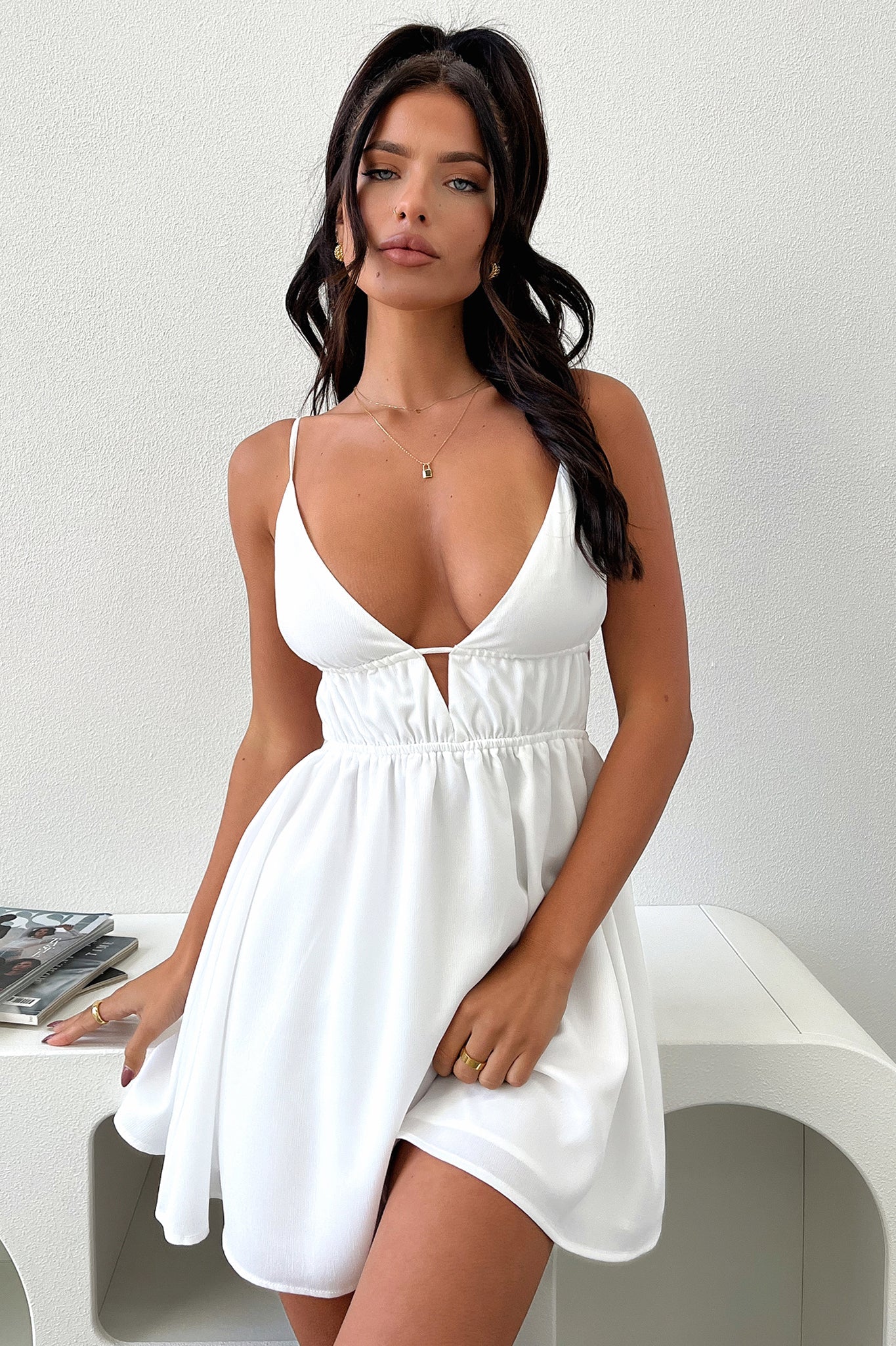 Elore Mini Dress - White - Luxoria