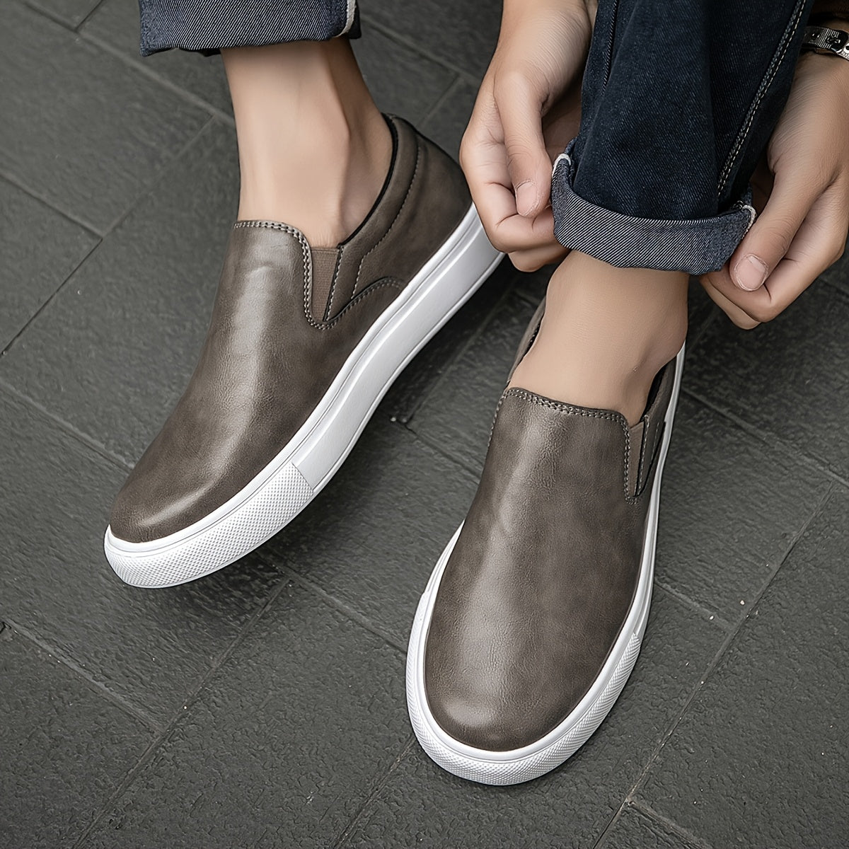 Casual Leather Slip - On Shoes - Luxoria