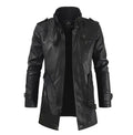 Elegant Long Leather Biker Jacket - Luxoria